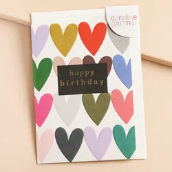 Caroline Gardner Multi Coloured Hearts Happy Birthday Card