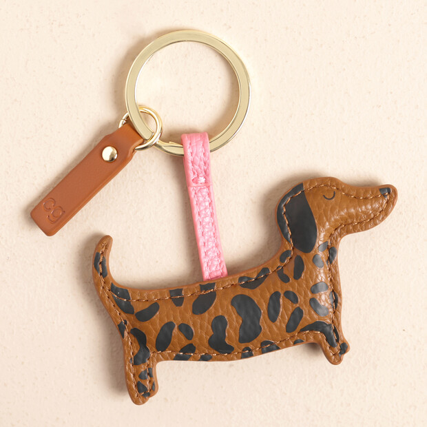 Caroline Gardner Leopard Print Sausage Dog Keyring Caroline Gardner Leopard Print Sausage Dog Keyring