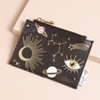 House of Disaster After Dark Black Zip Purse on a beige background