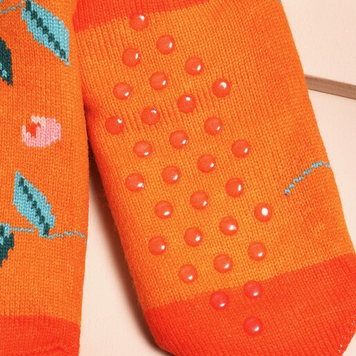 House of Disaster Secret Garden Fox Slipper Socks Close up of underside of socks