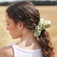 Green Gingham Hair Scrunchie on Model