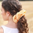 Orange Gingham Hair Scrunchie on Model