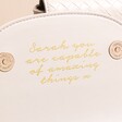 Close Up of Personalised Woven Vegan Leather Half Moon Crossbody Bag in Beige