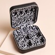 Open Black Croc Embossed Square Jewellery Box