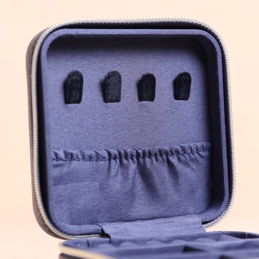 Close Up of Navy Celestial Square Jewellery Box
