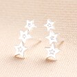 Cubic Zirconia Star Stud Crawler Earrings in Silver