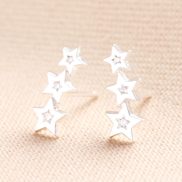 Estella Bartlett Cubic Zirconia Star Stud Crawler Earrings in Silver Estella Bartlett Cubic Zirconia Star Stud Crawler Earrings in Silver