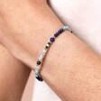 Close Up Model Shot of Mini Amelia Gemstone Bracelet in Blue Lapis