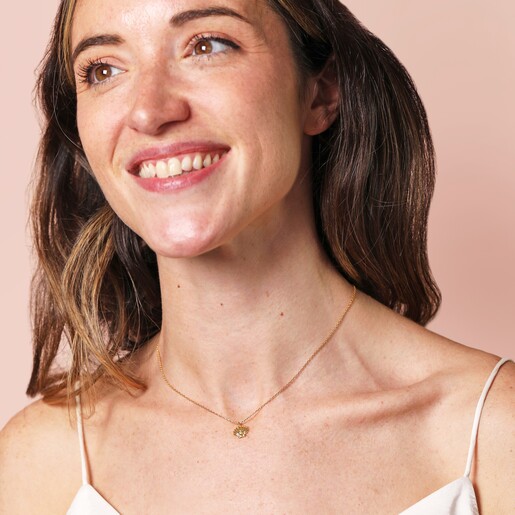 Model Shot of Estella Bartlett Scallop and Heart Pendant Necklace in Gold