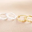 Sterling Silver and Gold Rope Huggie Hoop Earrings