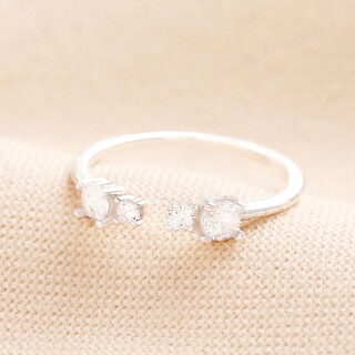 Adjustable Sterling Silver Crystal Ring