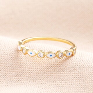 Sterling Silver Evil Eye Ring in Gold
