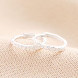 Sterling Silver Molten Huggie Hoop Earrings