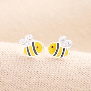 Sterling Silver Colourful Bee Stud Earrings