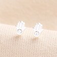 Sterling Silver Hamsa Hand Crystal Stud Earrings