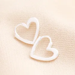 Sterling Silver Heart Outline Huggie Hoop Earrings
