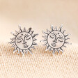 Sterling Silver Sunshine Face Stud Earrings Close Up