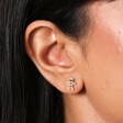 Sterling Silver Crystal Gingerbread Stud Earrings in Gold