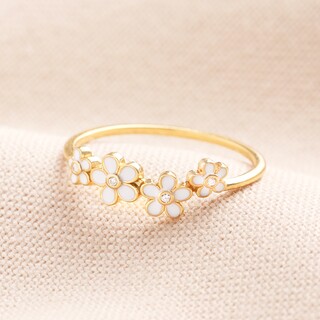Sterling Silver Resin Daisy Ring in Gold