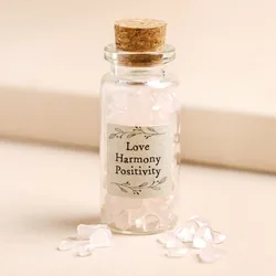 East of India Bottle of Rose Quartz Crystals