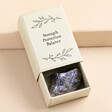 East of India Blue Sodalite Crystal Matchbox in Box on Beige Background