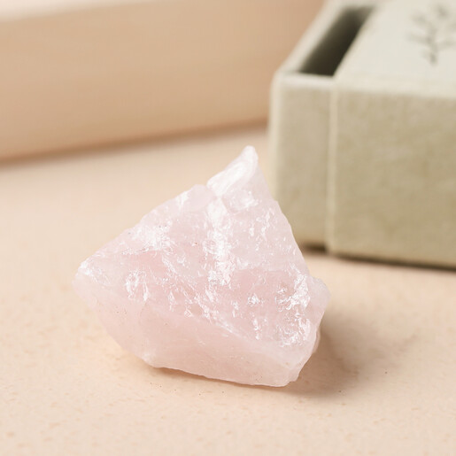 Crystal Close Up East of India Rose Quartz Crystal Matchbox Close Up