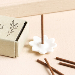 East of India Matchbox Porcelain Flower and Incense Sticks