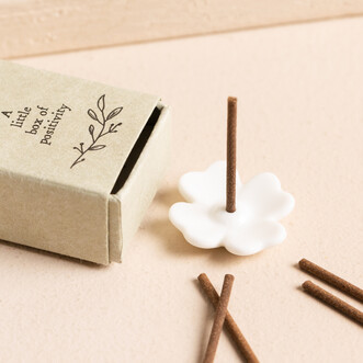East of India Porcelain Clover and Incense Sticks Matchbox