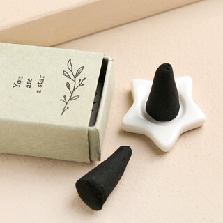 East of India Porcelain Star and Incense Cone Matchbox