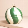 Green Candy Cane Stripe Winter Spice Bauble Candle