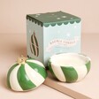 Green Candy Cane Stripe Winter Spice Bauble Candle with Packaging