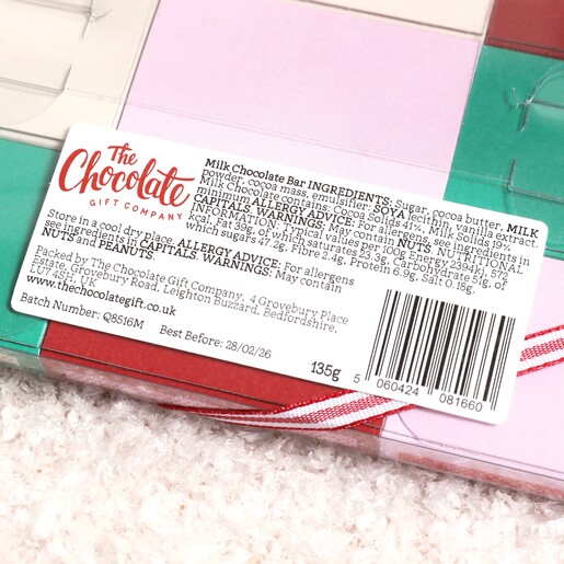 The Chocolate Gift Company All Star Reindeer Matchbooks ingredients label 