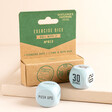 Gentlemen's Hardware Exercise Dice Set of 2 on a Beige Background