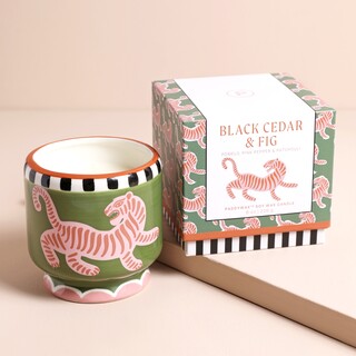 Paddywax A Dopo Tiger Ceramic Candle Black Cedar and Fig