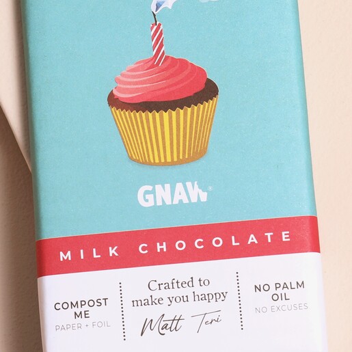 Close Up of Happy Birthday Milk Chocolate Bar