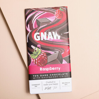 Gnaw Raspberry Crisp Dark Chocolate Bar