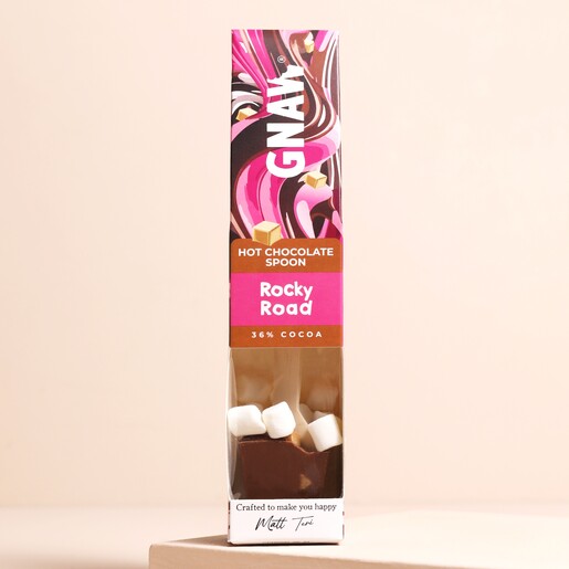 Gnaw Rocky Road Hot Chocolate Spoon with Marshmallows Gnaw Rocky Road Hot Chocolate Spoon with Marshmallows on a Beige Background