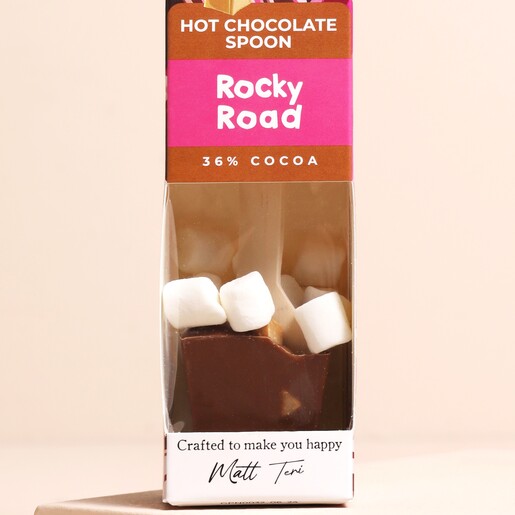 Close Up Close Up of Gnaw Rocky Road Hot Chocolate Spoon with Marshmallows