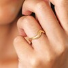 Close Up of Adjustable Stainless Steel Wave Ring in Gold on Model