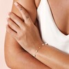 Model Wears Stainless Steel Mixed Pearl Chain Bracelet in Gold