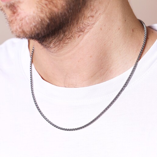 Model Shot Model Shot Men's Stainless Steel Box Chain Necklace