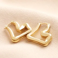 Organic Heart Hoop Earrings in Gold