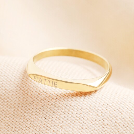 Personalised Stainless Steel Slim Signet Ring in Gold Personalised Stainless Steel Slim Signet Ring in Gold