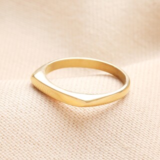 Stainless Steel Slim Signet Ring in Gold