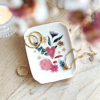 Cosy Floral Heart Trinket Dish