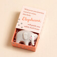 Tiny Matchbox Ceramic Elephant Token on Beige Background