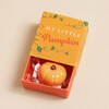 Tiny Matchbox Ceramic Pumpkin Token on Beige Background