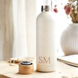 Personalised Cream Metal Water Bottle with Bamboo Top