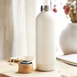 Cream Metal Water Bottle with Bamboo Top