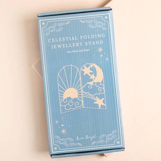 Box front Celestial Metal Folding Jewellery Stand External Box